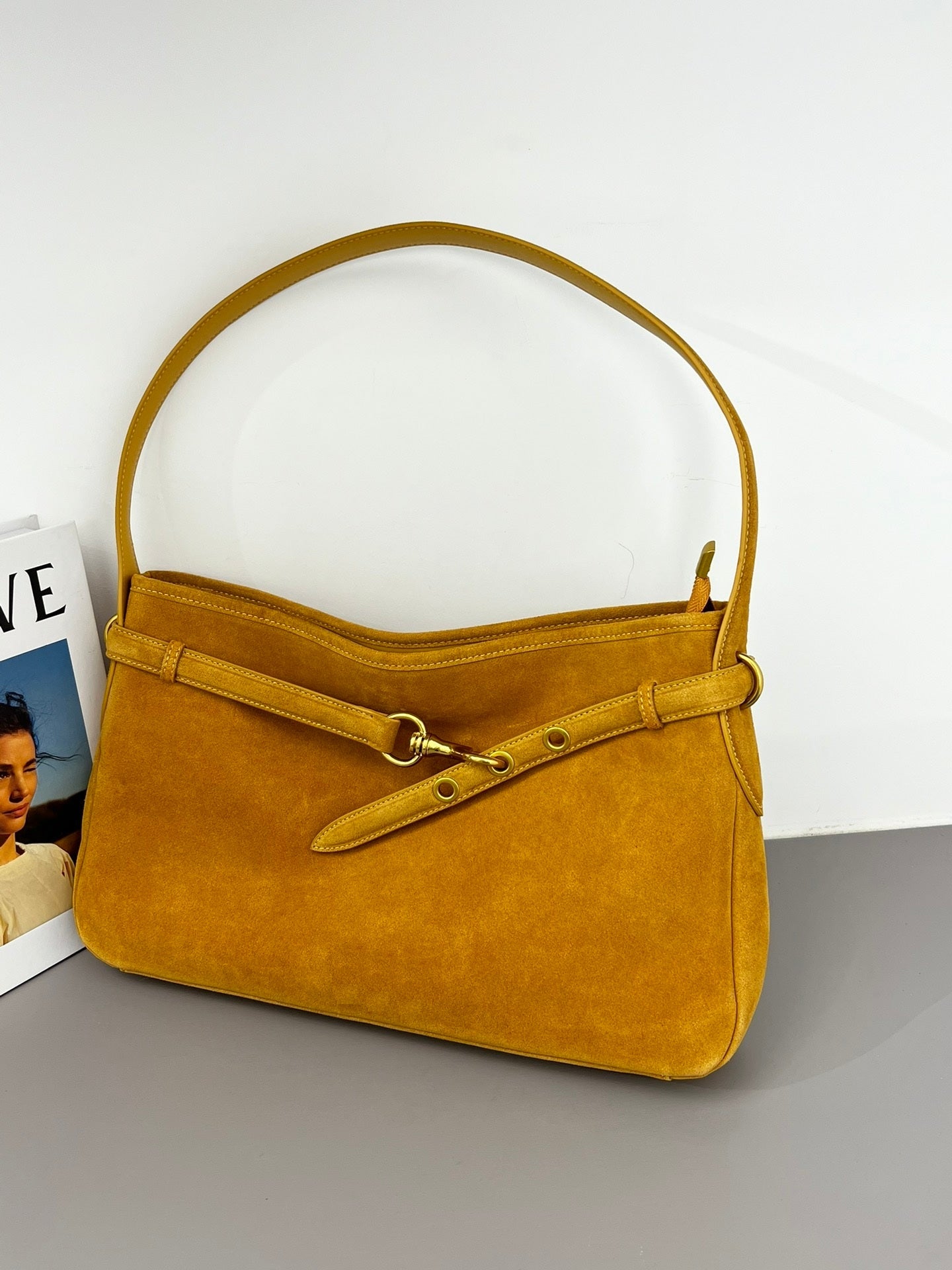 Suede-Leather  Luxe shoulder bag