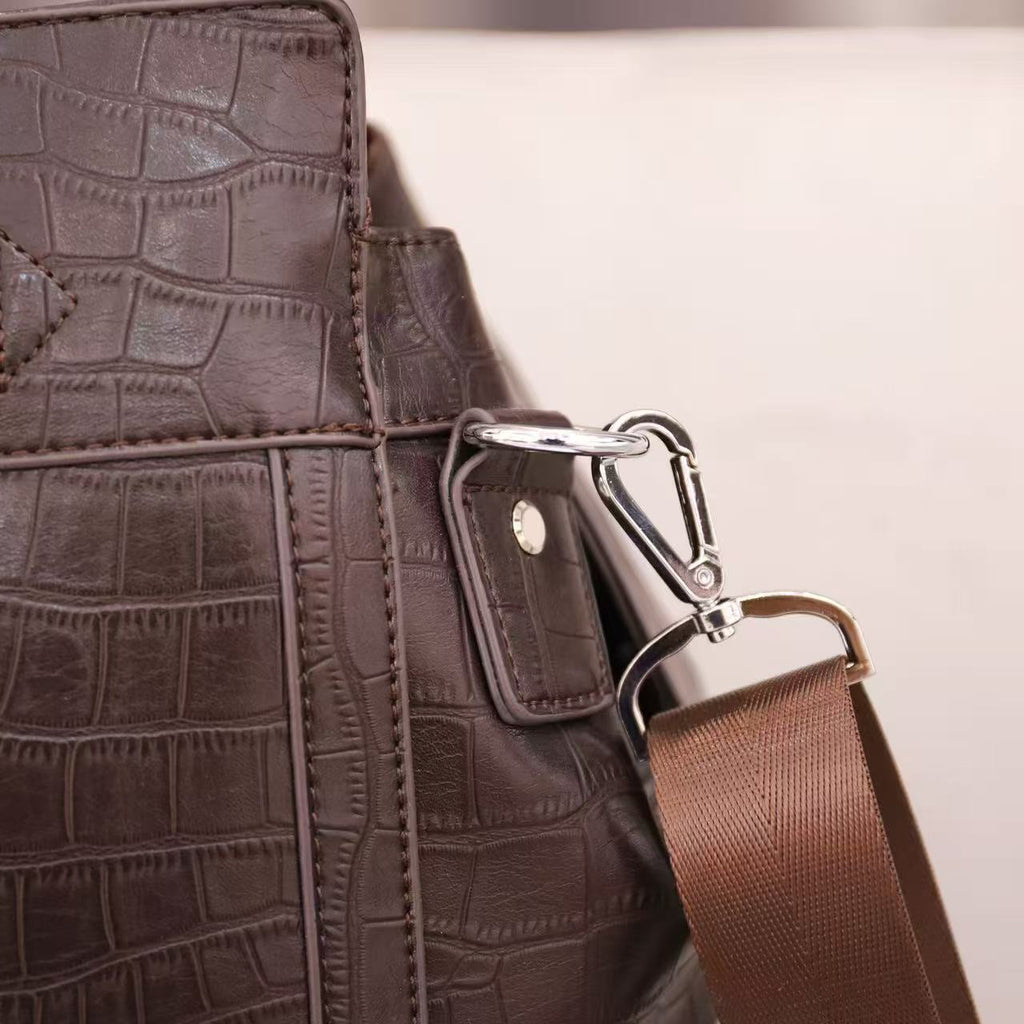 Croc Texture Leather Travel Bag