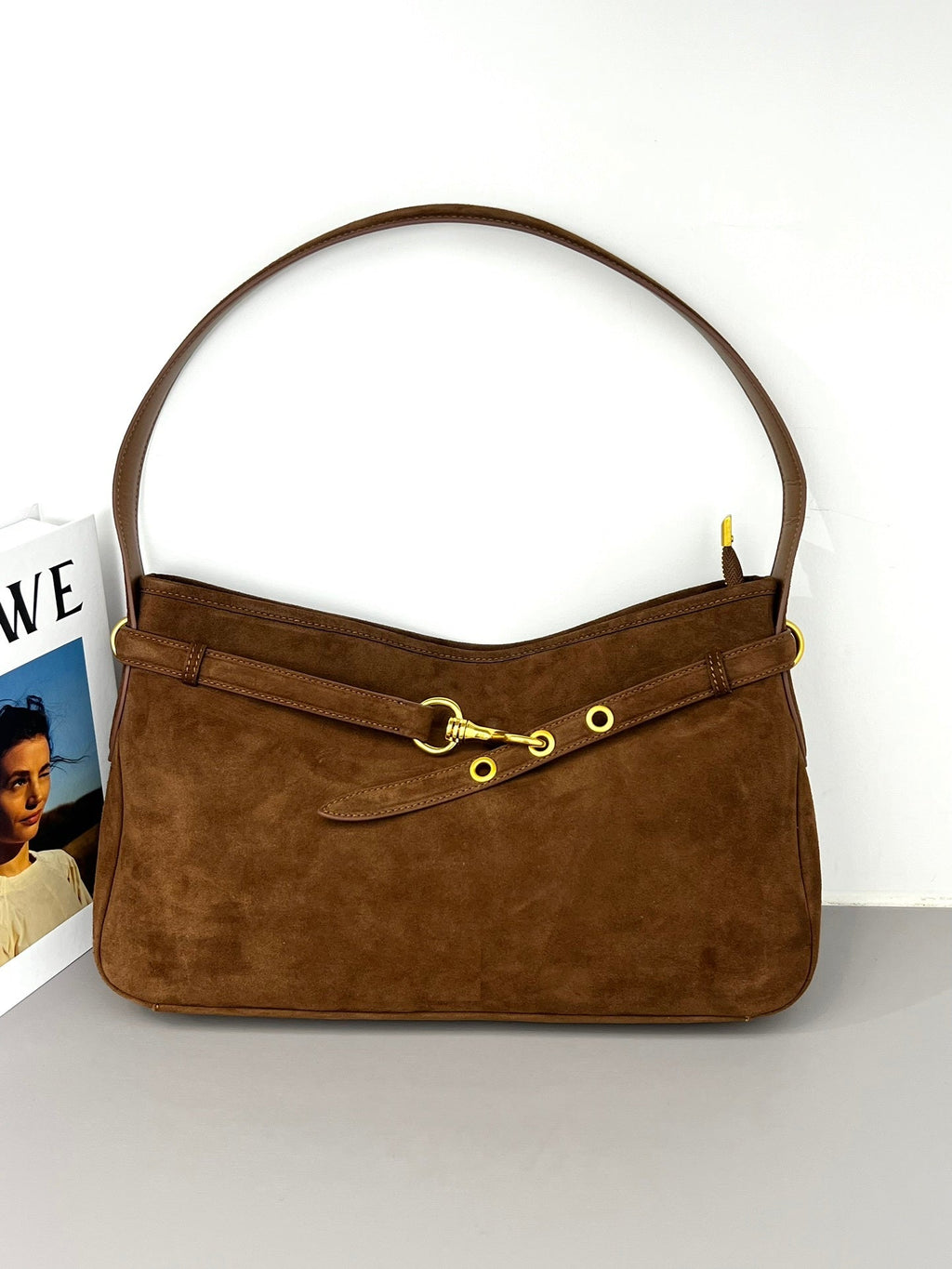 Suede-Leather  Luxe shoulder bag