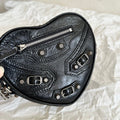 Heart-Shaped Cowhide Leather Crossbody Bag – Chain Strap