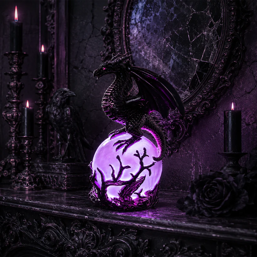 🔮Gothic Dragon LED Crystal Ball Lamp for Dark Aesthetic Decor