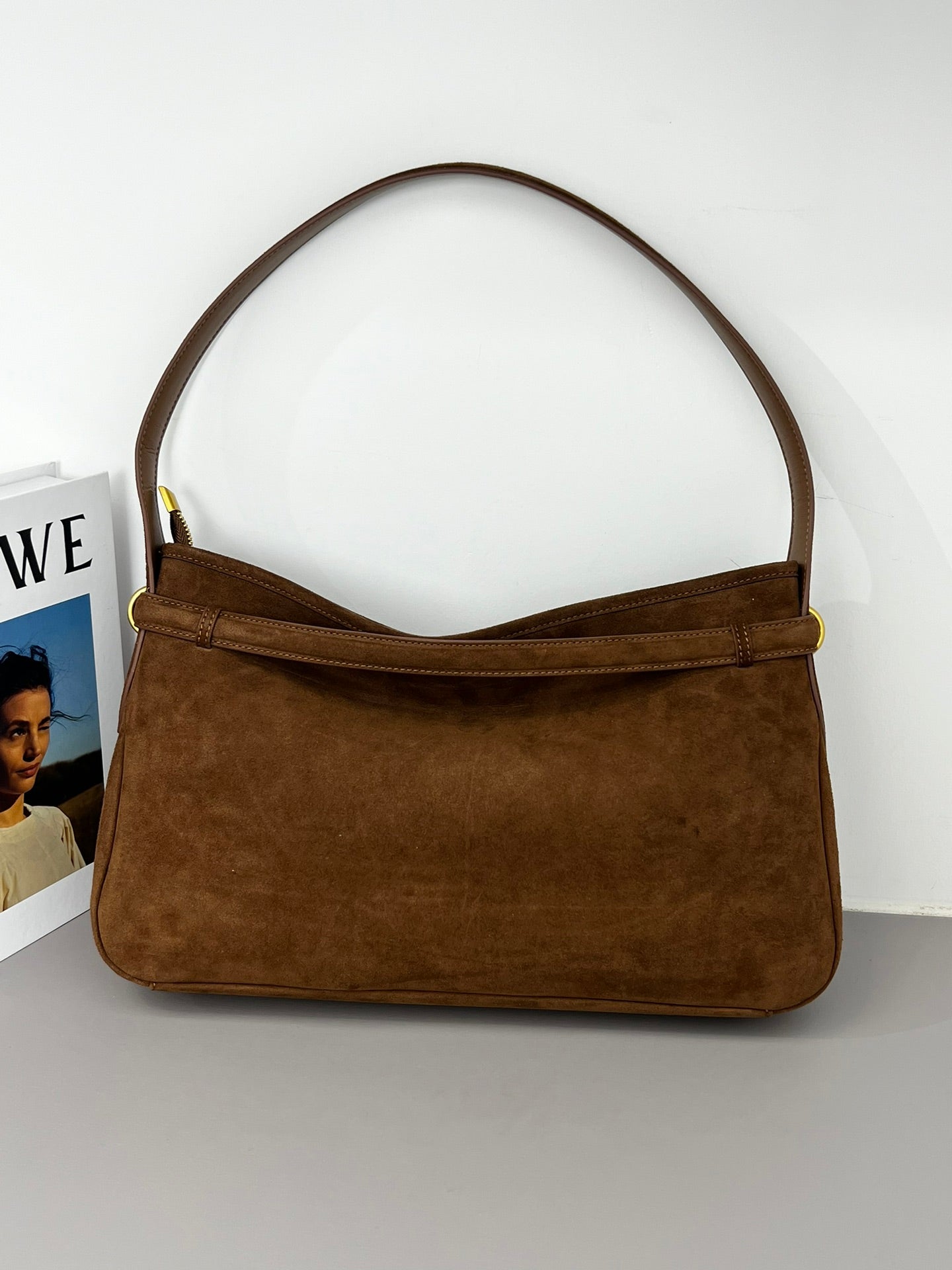Suede-Leather  Luxe shoulder bag