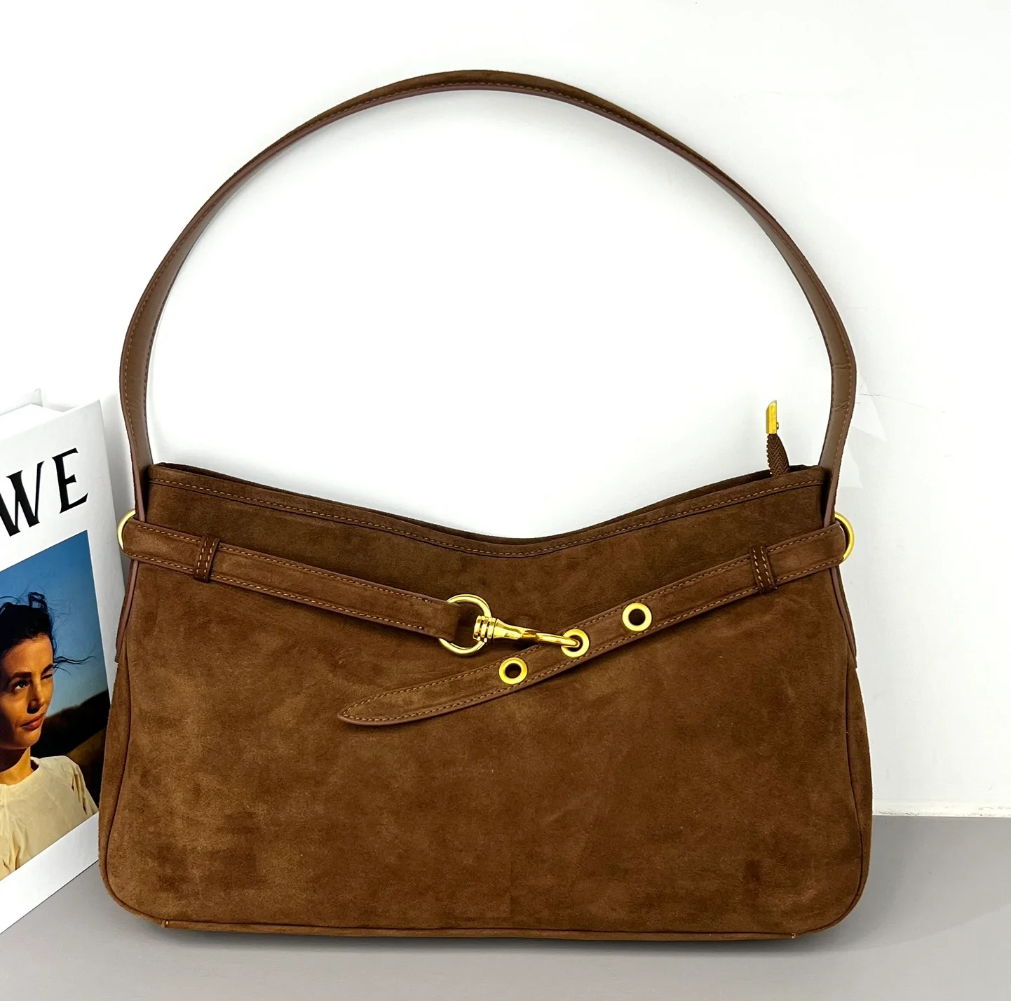 Suede-Leather  Luxe shoulder bag