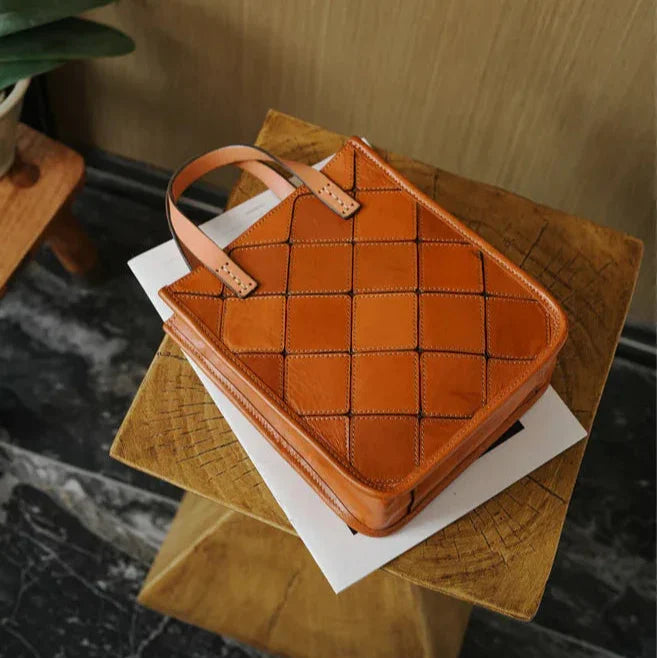 Handmade Italian Quilted Leather Mini Tote Bag